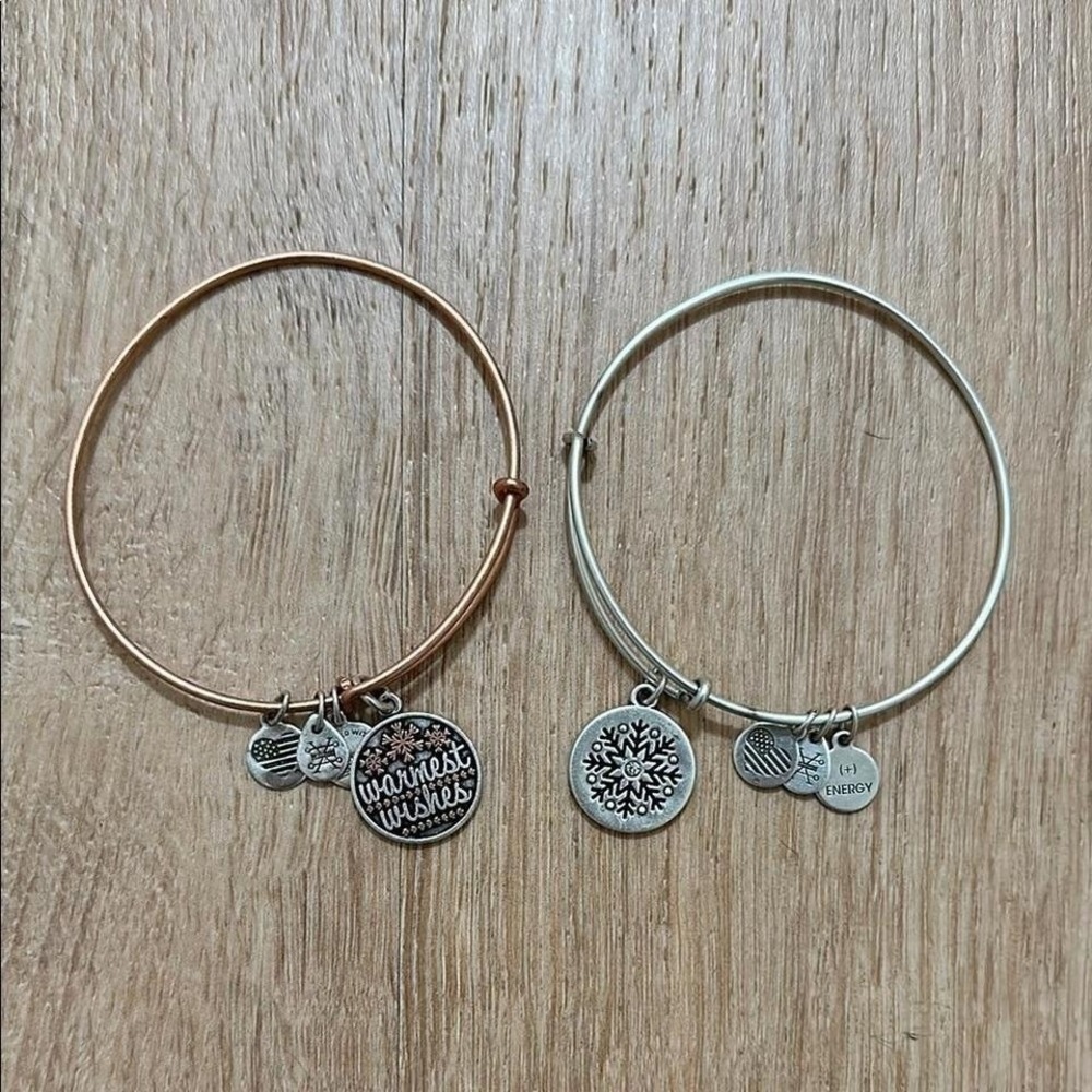 ALEX AND ANI | Bundle‎ of Winter Charm Bracelets Bangle Snowflake Christmas Snow